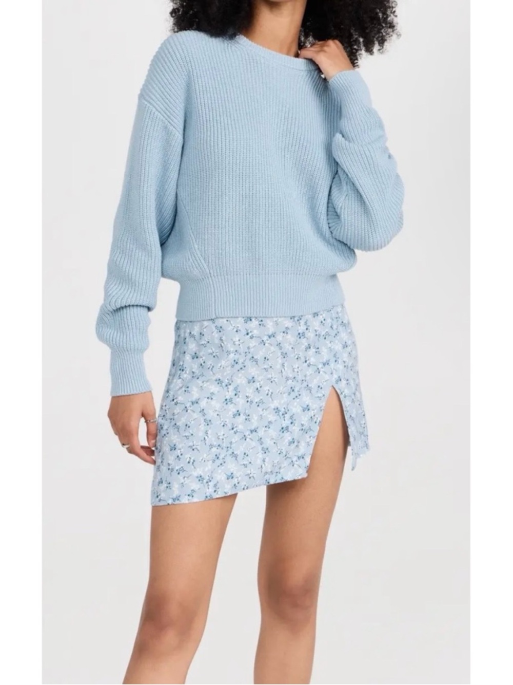 REFORMATION Blue Winnie Organic Cotton Sweater